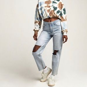 RSQ high waisted ripped straight cut jeans👖
